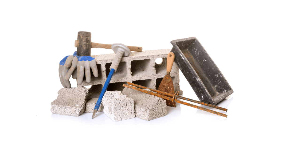 Various construction accessories including tools and safety gear.