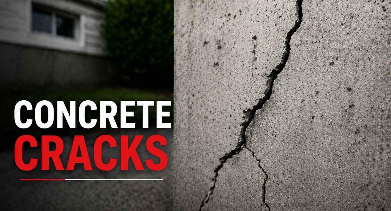 concrete crack on wall showing structural damage and need for concrete crack repair