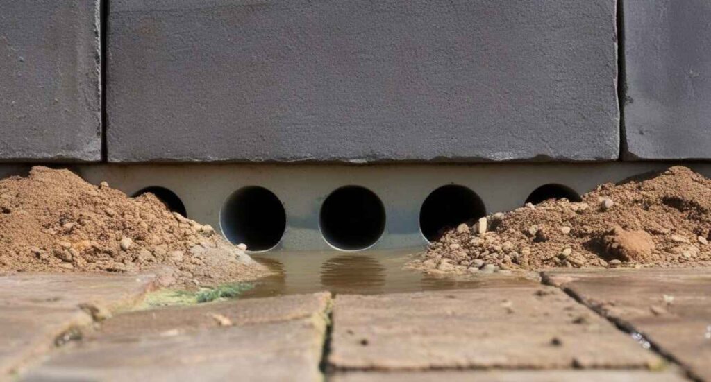 retaining wall drainage weep holes