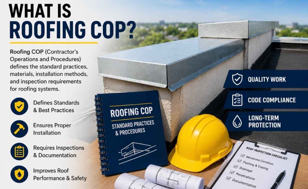 defining Roofing COP (Contractor's Operations and Procedures) for professional roof installation and quality standards.