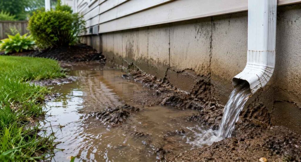 poor drainage causing foundation damage