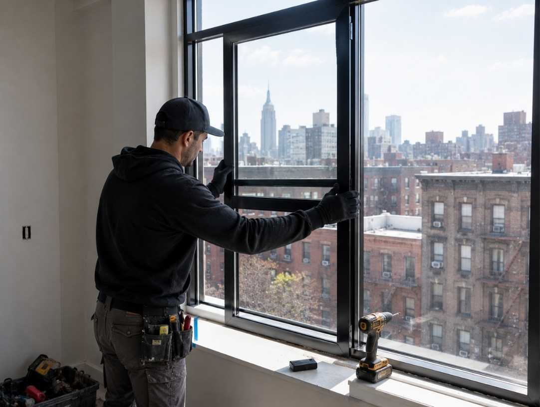 Trusted window contractor performing residential window installation with modern energy-efficient windows in New York City.